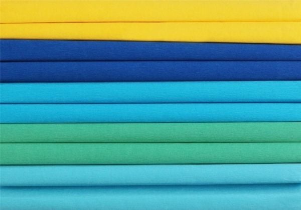 Rynket silkepapir 25x200 cm Ocean mix 10 stk