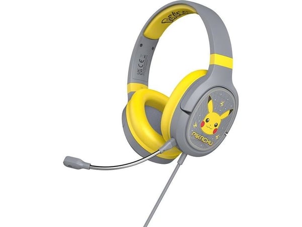 OTL Technologies Pokémon PK0862, Koblet med ledninger (ikke trådløs), Spilling, 230 g, Hodesett, Grå, Gult