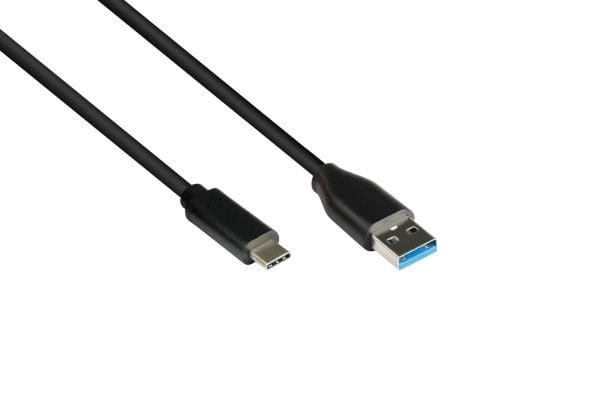 Alcasa 2831-AC005S, 0,5 m, USB A, USB C, USB 3.2 Gen 2 (3.1 Gen 2), 10 Gbit/sek., Sort