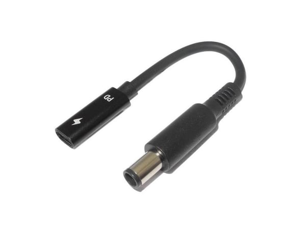 CoreParts - Strømadapter - USB-C (hunn) til 7,4 x 5 mm DC-jakk (hann) - 10 A - USB Power Delivery (100 W) - svart