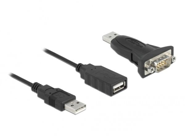 DeLOCK 61506, USB A, RS-232, 0,8 m, Musta