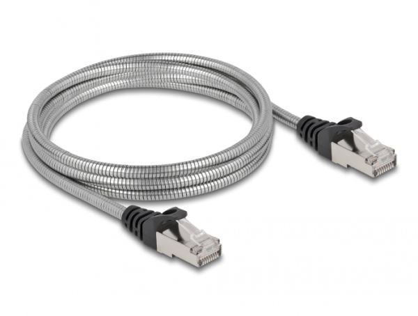 Delock - Koblingskabel - RJ-45 (hann) til RJ-45 (hann) - 2 m - 4.9 mm - U/FTP - CAT 6a - halogenfri, formstøpt, uten hindringer - sølv