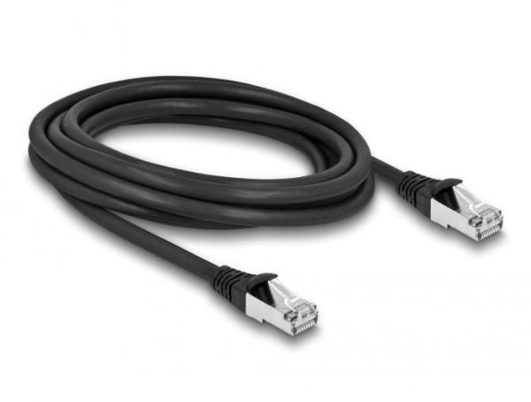 Delock - Koblingskabel - RJ-45 (hann) til RJ-45 (hann) - 3 m - 6 mm - S/FTP - CAT 6a - utendørs - svart