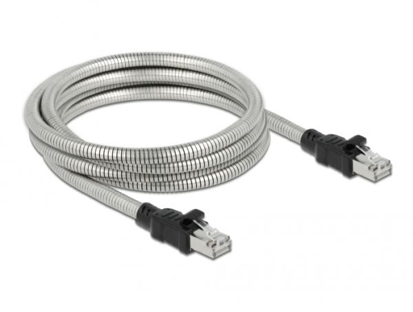 Delock - Koblingskabel - RJ-45 (hann) til RJ-45 (hann) - 5 m - 7.8 mm - U/FTP - CAT 6a - halogenfri, formstøpt, uten hindringer - sølv