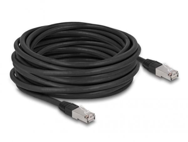 Delock - Koblingskabel - RJ-45 (hann) til RJ-45 (hann) - 10 m - 7 mm - S/FTP - CAT 6a - halogenfri, formstøpt, utendørs - svart