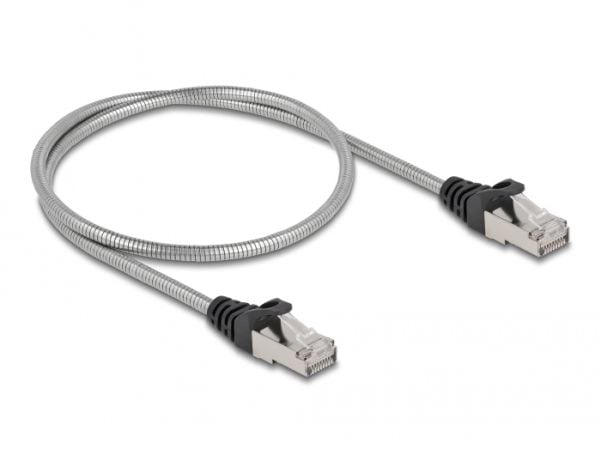 Delock - Koblingskabel - RJ-45 (hann) til RJ-45 (hann) - 50 cm - 4.9 mm - U/FTP - CAT 6a - halogenfri - sølv