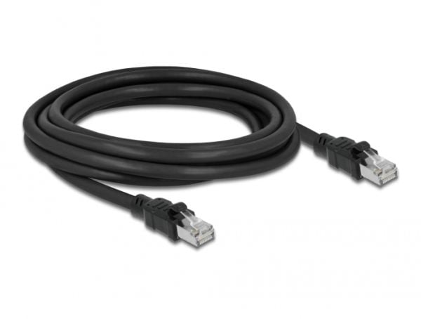 Delock - Patchkabel - RJ-45 (hann) til RJ-45 (hann) - 3 m - 7,7 mm - brettet uskjermet tvunnet par (F/UTP) - CAT 6a - halogenfri - svart