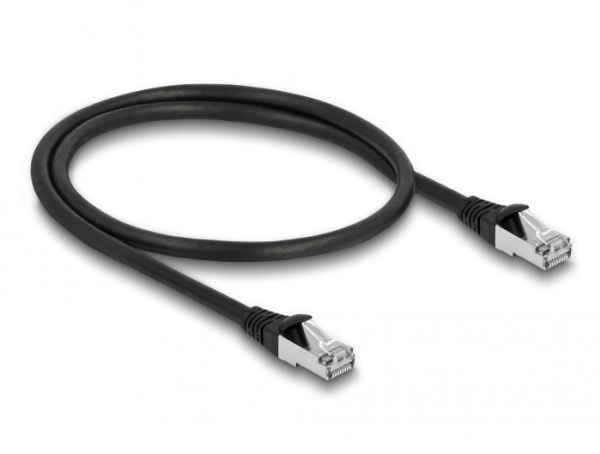 Delock - Koblingskabel - RJ-45 (hann) til RJ-45 (hann) - 50 cm - 6 mm - S/FTP - CAT 6a - formstøpt, utendørs, uten hindringer - svart