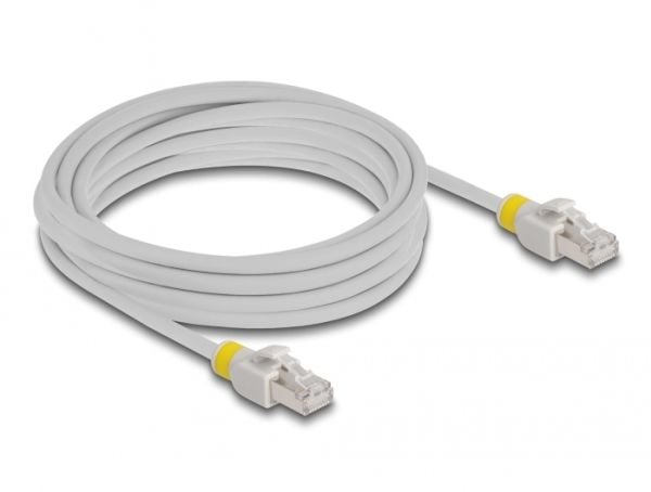 Delock - Patchkabel - RJ-45 (han) til RJ-45 (han) - 5 m - 6 mm - S/FTP - CAT 6a - booted, halogenfri, knastfri - grå