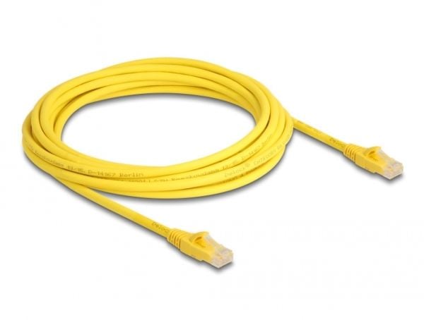 Delock - Koblingskabel - RJ-45 (hann) til RJ-45 (hann) - 5 m - 6.1 mm - UTP - CAT 6a - halogenfri, formstøpt, uten hindringer, Fast Tracing - gul