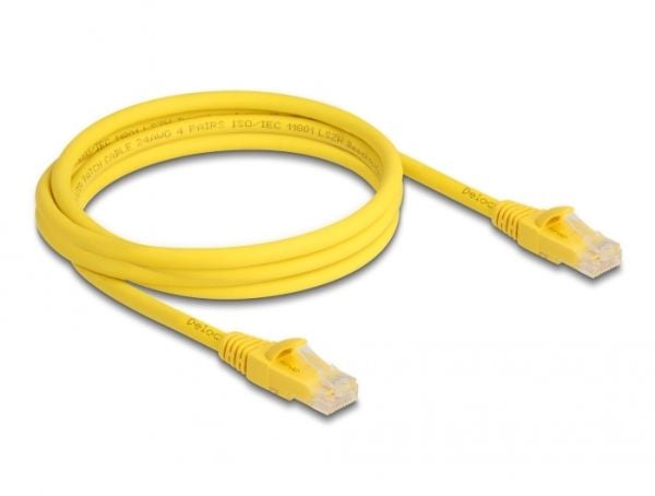 Delock - Koppeledning - RJ-45 (hann) til RJ-45 (hann) - 2 m - 6,1 mm - UTP - CAT 6a - halogenfri, Fast Tracing - gul