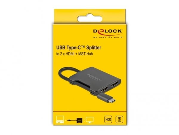 Delock - Video/lyd-splitter - 2 x HDMI - stasjonær