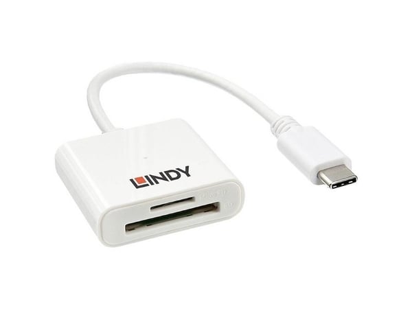 Lindy 43185, MicroSD (TransFlash),SD, vit, 5000 Mbps, akrylnitrilbutadienstyren, 2000 GB, USB 3.2 Gen 1 (3.1 Gen 1) Typ-C