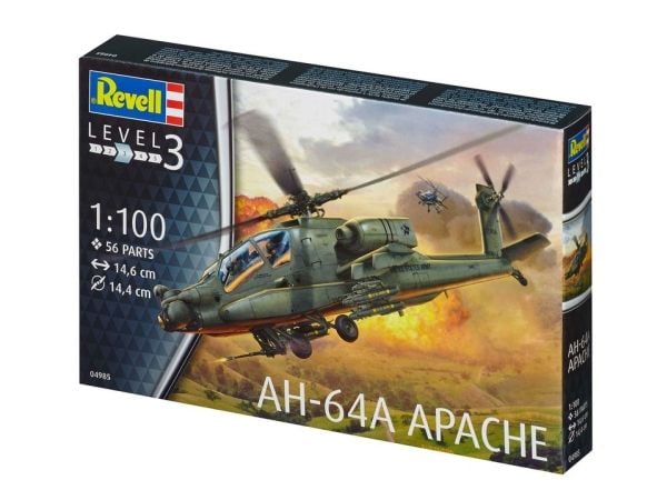 Revell AH-64A Apache, Rotorcraftmodell, Monteringssett, 1:100, AH-64A Apache, Plast, Avansert