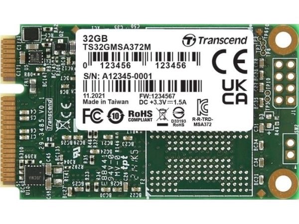 Transcend MSA372M, 32 GB, mSATA, 550 MB/s, 6 Gbit/s