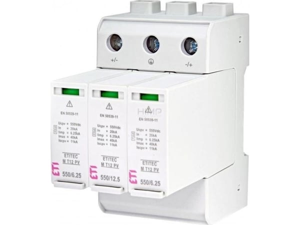 ETI överspänningsskydd T1 T2 (B och C) för PV-system ETITEC EM T12 PV 1100/6,25 Y