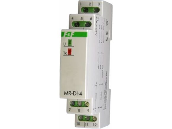 F&F utvidelsesmodul 4 digitale innganger 6-30V AC/DC med MODBUS RTU-utgang, forsyning 9-30V DC (MR-DI-4 LO)