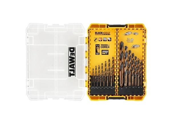 DeWALT DT70755-QZ, Pora, Poranteräsetti, Metalli, HSS-teräs, 21 kpl, 1mm, 1.5mm, 2mm, 2.5mm, 3mm, 3.2mm, 3.3mm, 3.5mm, 4mm, 4.2mm, 4.5mm, 4.8mm, 5m...
