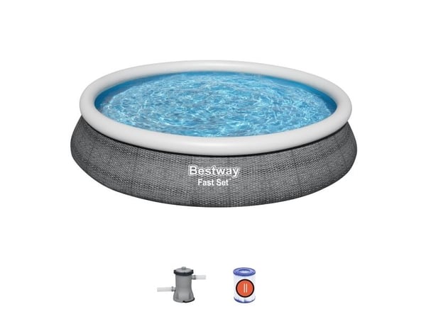 Bestway Fast Set 57313-4, 9677 l, Oppblåsbart basseng, Barn og voksne, Grå, 21,4 kg