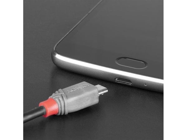 Lindy 36893, 3 m, USB C, Micro-USB B, USB 2.0, 0,48 Gbit/s, Svart