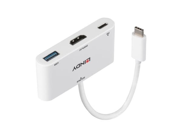 Lindy 43340, 0,18 m, HDMI + USB Type-A, USB Type-C, Naarasliitin, Urosliitin, suora