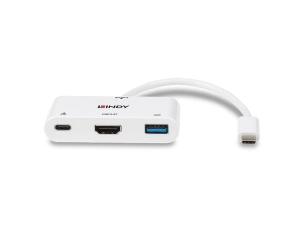 Lindy 43340, 0,18 m, HDMI + USB Type-A, USB Type-C, Naarasliitin, Urosliitin, suora