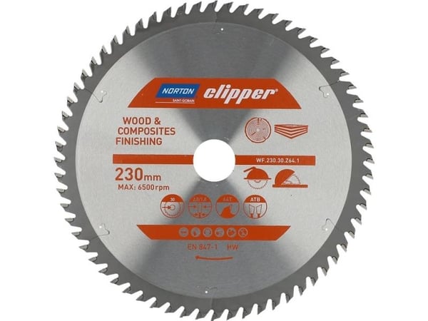 Norton Clipper cirkelsågblad 230mm x 30mm x 64T DREWNO I KOMPOZYTY ATB (2,8 / 1,8) N70184608104