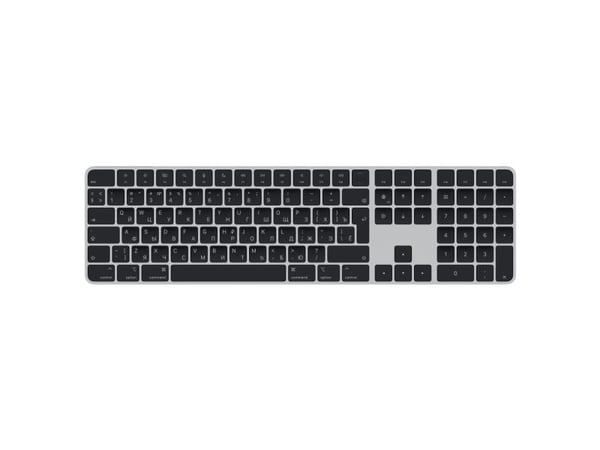 Apple Magic Keyboard, Täysikokoinen (100 %), USB + Bluetooth, QWERTY, Hopea, Musta
