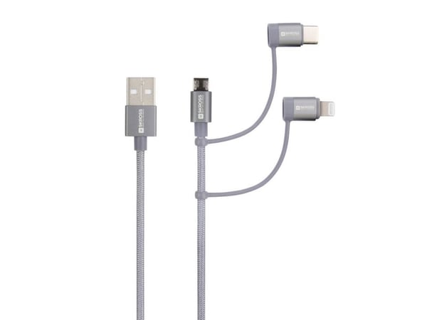 Skross USB-kabel USB 2.0 USB-A hane 30 cm Space-grey Rund, flexibel, tygklädd SKCA00133-130CN