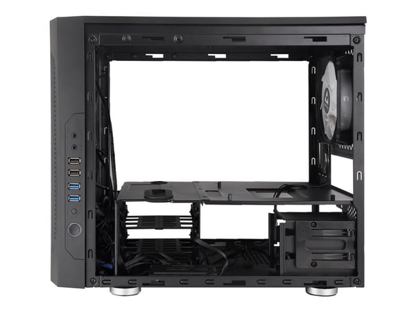 Chieftronic M2 - Kube - micro ATX - sidepanel med vindu (herdet glass) - ingen strømforsyning (ATX) - svart - USB/lyd