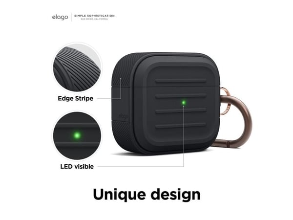 elago AirPods 3 Armor Case, laatikko, silikoni, musta