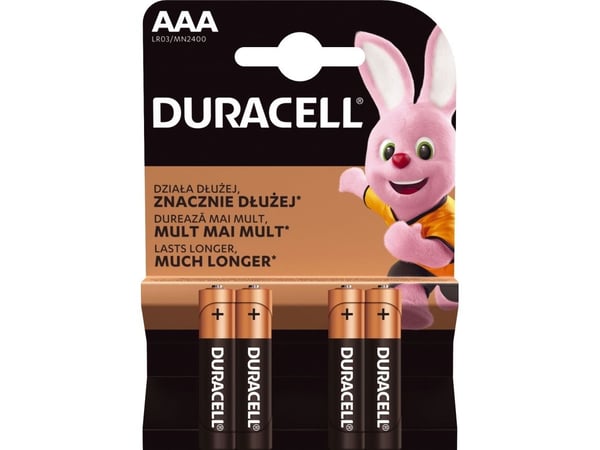 Duracell AAA/LR03, Alkaline Basic MN2400, 4 stk.
