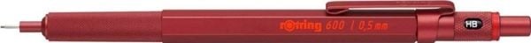 Rotring 600, Rød, Metall, HB, 0,5 mm, Sekskantet, Metall