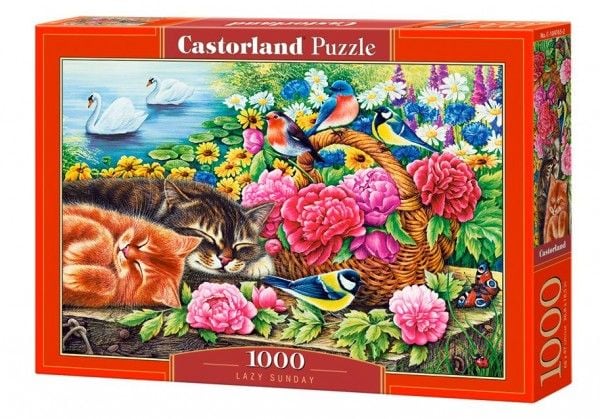 Puslespill 1000 brikker Katter i blomster Lazy Sunday