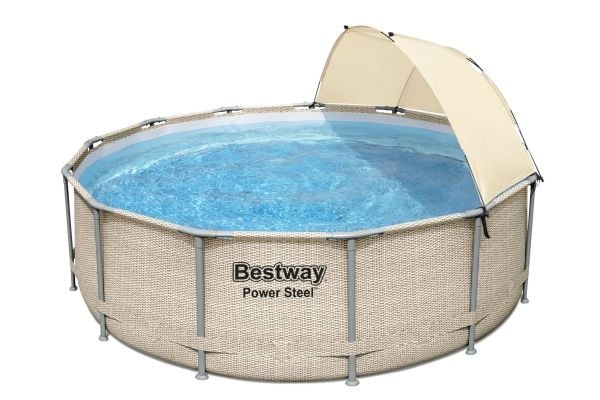 Bestway 5614V, 11133 l, Pool med ram, Vuxen och barn, Stege, Grå, 46,4 kg