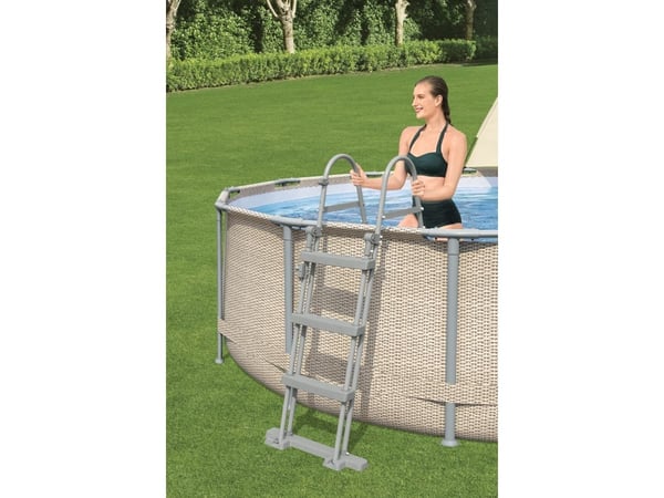 Bestway 5614V, 11133 l, Pool med ram, Vuxen och barn, Stege, Grå, 46,4 kg