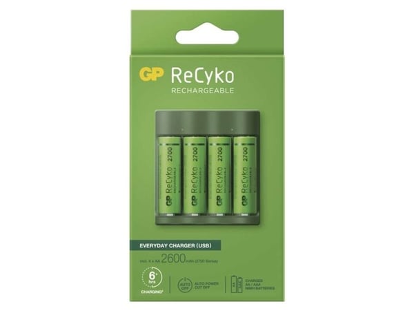 GP Everyday B421 4× AA ReCyko 2700 USB-laddare för batterier