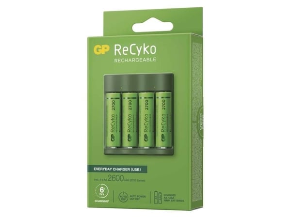 GP Everyday B421 4× AA ReCyko 2700 USB-laddare för batterier