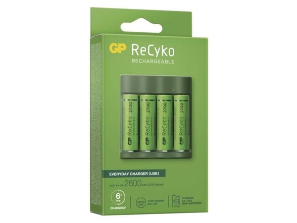 GP Everyday B421 4× AA ReCyko 2700 USB-laddare för batterier