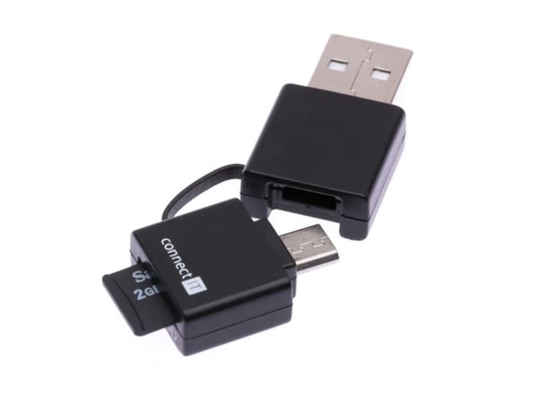 Connect IT CI-396, MicroSD (TransFlash), Svart, USB 2.0/Micro-USB, 47,5 mm, 17,4 mm, 8,1 mm