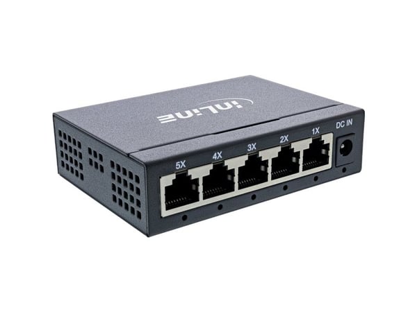 InLine Gigabit-nätverksswitch med 5 portar, 1GBit/s, fläktlös