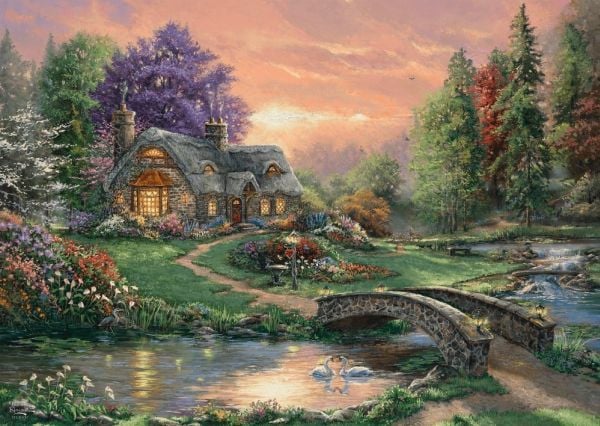 Schmidt Spiele Puzzle PQ 1000 Thomas Kinkade Romantisk helg
