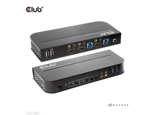 Club 3D CSV-1382 - KVM / lydsvitsj - 2 x KVM/lyd - 1 lokalbruker - stasjonær - AC