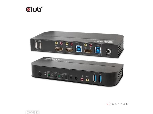 Club 3D CSV-1382 - KVM / lydsvitsj - 2 x KVM/lyd - 1 lokalbruker - stasjonær - AC
