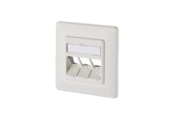 BTR E-DAT modul 3x8(8) UP - Planforsænket stikdåse - ren hvid, RAL 9010 - 3 porte - 3 porte