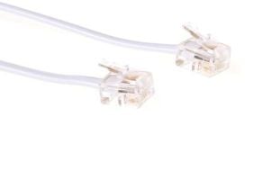 MicroConnect - Telefonkabel - RJ-11 (hane) till RJ-11 (hane) - 2 m - platt - vit