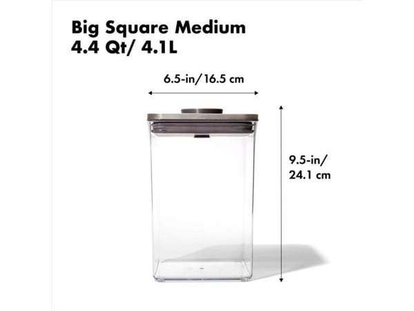 OXO 3118200, Universell Container, 4,2 l, Plast, Silikon, Rustfritt stål, Gjennomsiktig, Avtagbart lokk, Rektangulær
