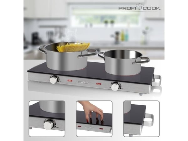 ProfiCook infrarød dobbel kokeplate PC-DKP 1211 (rustfritt stål) (501211)