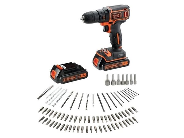 BLACK+DECKER BDCDC18BAFC - Borr/drivare - sladdlös - 1 hastighet - nyckellös chuck 10 mm - 30 N·m - 2 batterier - 18 V