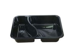 Plastbakke t/ovn CPET sort 1120ml 2rum 360stk/kar 2227-2F - (360 stk.)